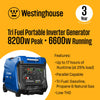Westinghouse iGen8200TFc Inverter Generator 6600/8200W Tri Fuel Gas Propane Natural Gas Low THD Remote Start CO Sensor New