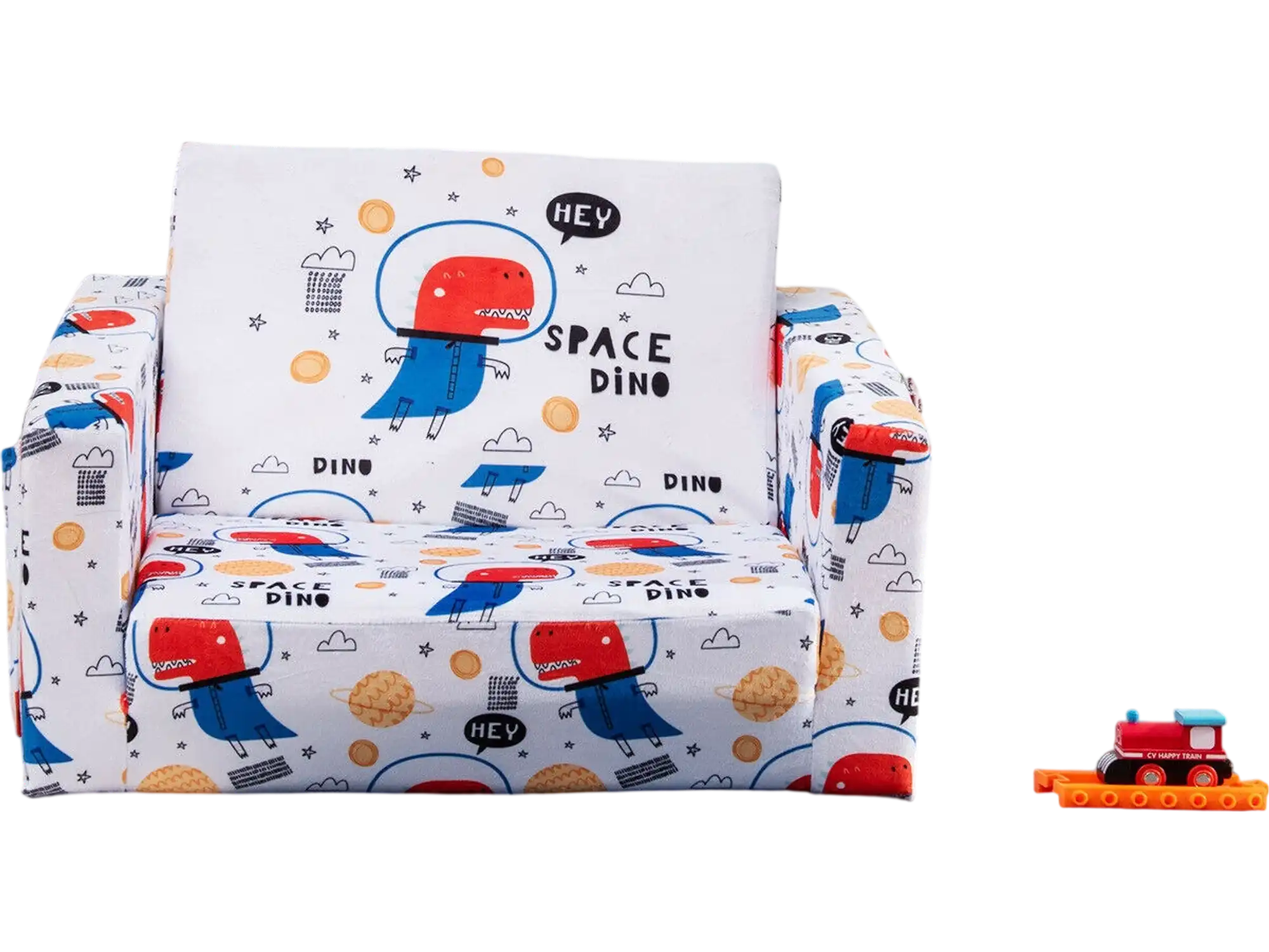 Costway 2-in-1 Convertible Kids Sofa Velvet White 24086519 New