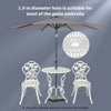 Outdoor cast aluminum patio furniture set with rose design, featuring a 1.9" umbrella hole, perfect for garden or.