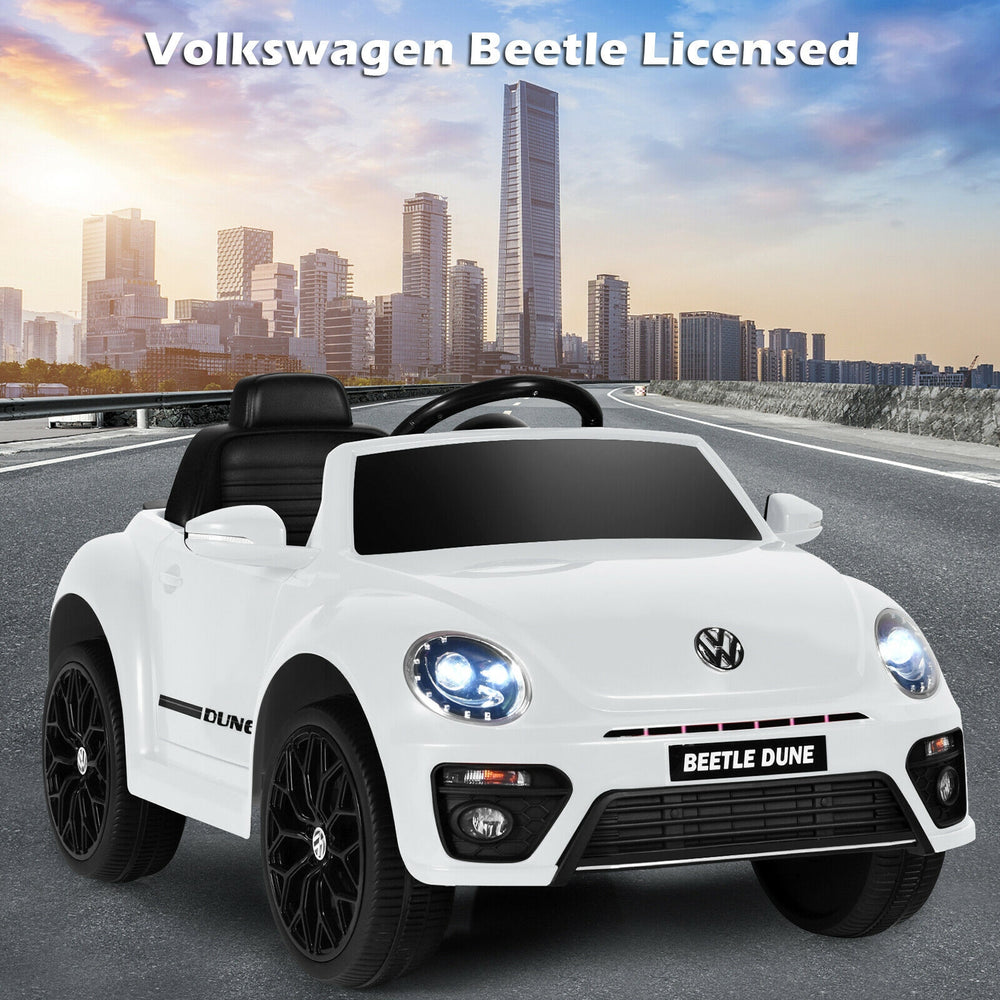 Volkswagen Beetle Kids Electric Ride On Car with Remote Control-White - Gallery View 1 of 10