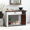 Console table with drawer and cabinet in modern design, featuring adjustable shelf for versatile storage in living room.