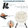 Beige modern lazy chair with steel frame, ergonomic design, and side pocket, ideal for home or office use.