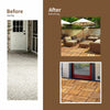 Acacia wood interlocking patio deck tiles in a refreshed outdoor setting, ideal for patios and indoor spaces.