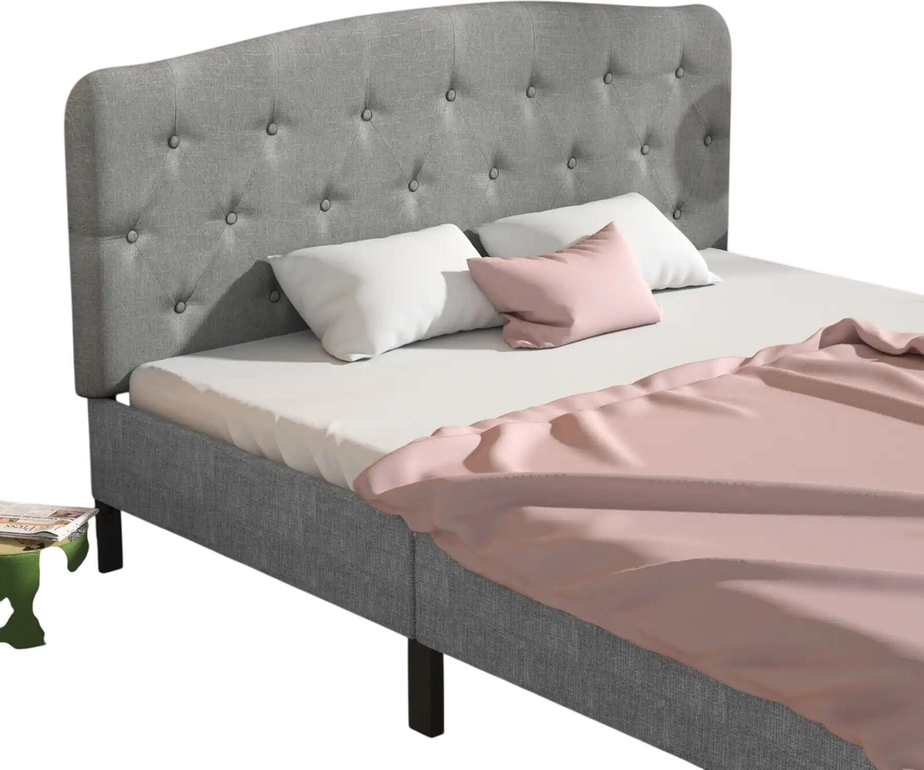 Costway Faux Linen Adjustable Height Full Headboard Light Gray 80931456 New