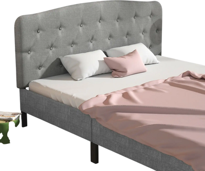 Costway Faux Linen Adjustable Height Full Headboard Light Gray 80931456 New