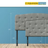 Light gray faux linen headboard with adjustable heights of 38" and 53", featuring button stitching for added elegance.