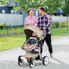 Folding Aluminum Infant Reversible Stroller with Diaper Bag-Beige - Gallery View 1 of 10