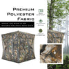 3-person portable pop-up hunting tent with gun ports, made of durable polyester fabric, ideal for outdoor hunting.