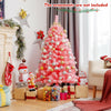 Pink Christmas tree with snow flocked PVC tips, 4.5 ft tall, perfect for festive decor in any room or commercial space.