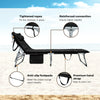 4-Fold oversized padded folding lounge chair in black with removable mattress, ideal for poolside or backyard.