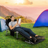 Oversized black folding lounge chair with removable mattress, perfect for outdoor relaxation at the beach or garden.