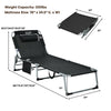 Padded folding lounge chair in black with removable mattress, adjustable positions, ideal for outdoor relaxation.