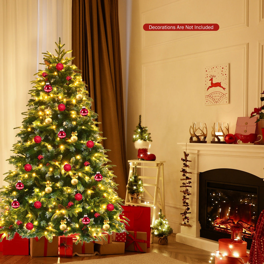 Pre-Lit Snowy Christmas Hinged Tree with Flash Modes and Multi-Color Lights-6 ft - Gallery View 1 of 12