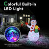 5-foot tall inflatable snowman with built-in colorful LED lights, perfect for festive outdoor decoration and holiday.