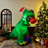 6-foot Christmas inflatable dinosaur in a festive setting, featuring bright LED lights and waterproof polyester for.