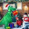 6-foot Christmas inflatable dinosaur wearing a Santa hat, holding gifts, perfect for indoor and outdoor holiday decor.