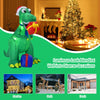 6-foot Christmas inflatable dinosaur with gifts, made of waterproof polyester, ideal for indoor and outdoor holiday.