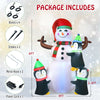 6ft inflatable Christmas snowman with penguins, waterproof fabric, bright lights, perfect for outdoor holiday.