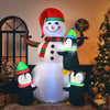 6ft inflatable Christmas snowman with penguins, featuring bright lights for festive indoor and outdoor decoration.