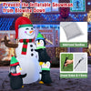 6ft inflatable Christmas snowman with penguins, waterproof fabric, bright lights, perfect for lawn decoration.