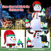 6ft inflatable Christmas snowman with 3 penguins, featuring bright lights, perfect for festive outdoor decoration.