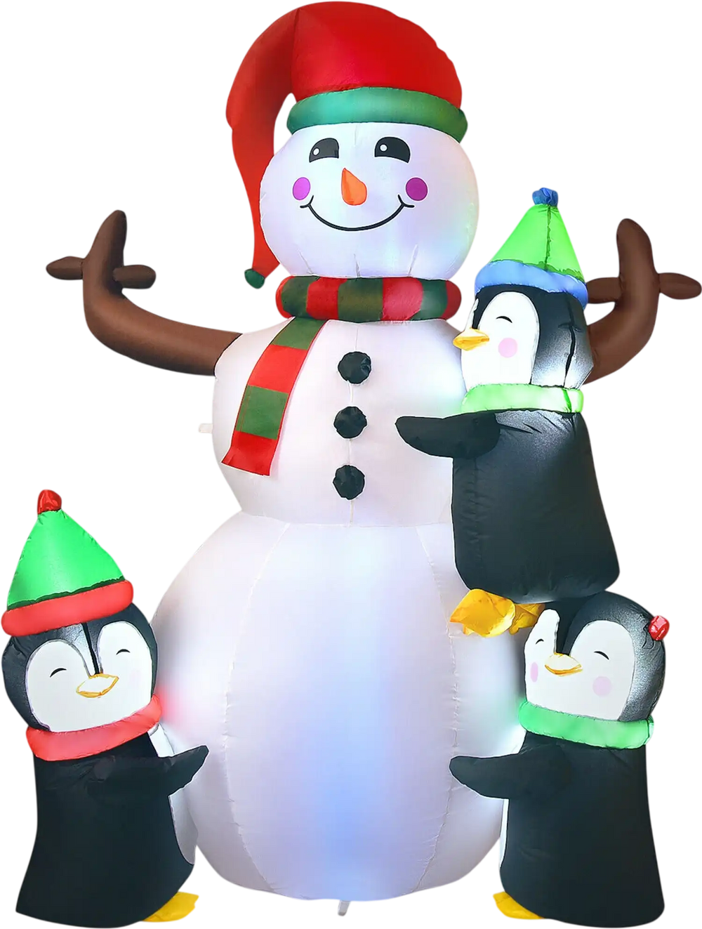 6 Feet Christmas Quick Inflatable Snowman with Penguins