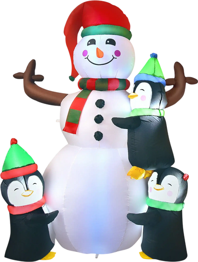 Costway 6' Christmas Quick Inflatable Snowman with Penguins 89415376 New