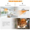 Adjustable angle electric heater showcasing wall and ceiling mounting options for indoor and outdoor use.