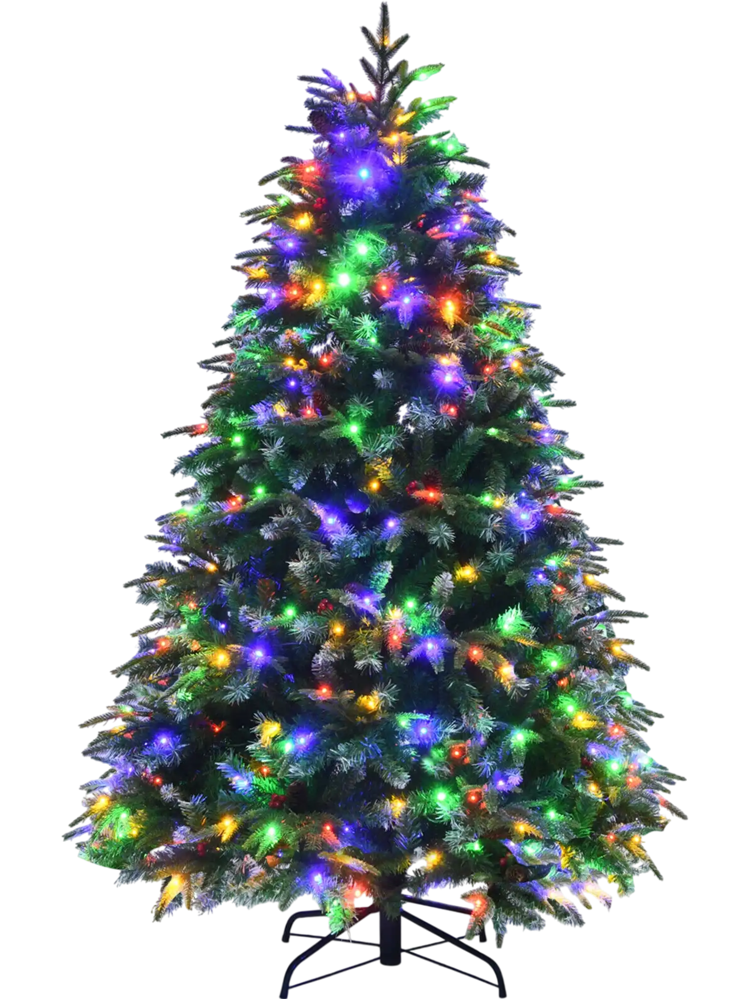 Costway Pre-Lit Snowy Hinged Christmas Tree Multi-Color Lights Flash Modes 42178309 New