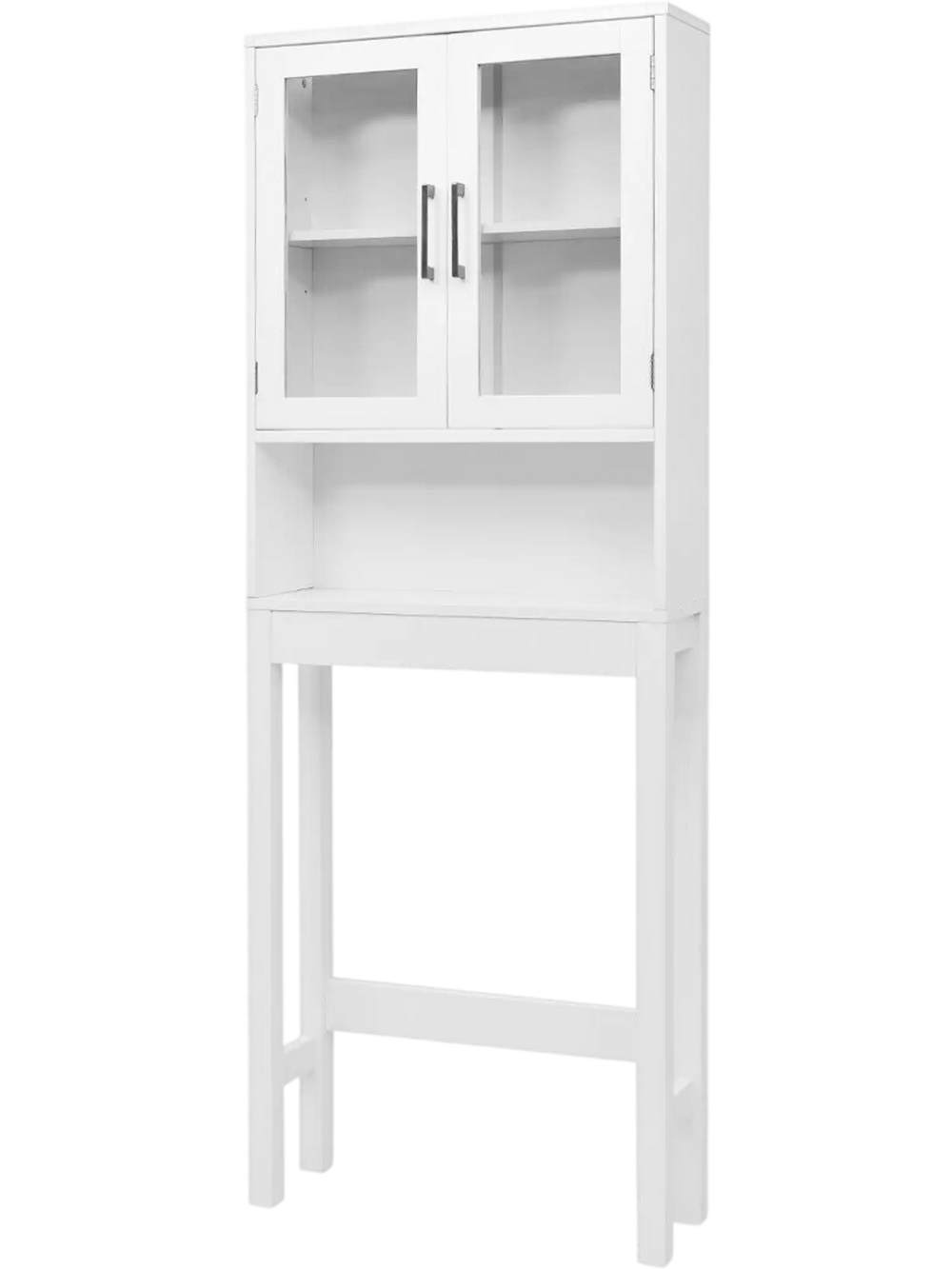Over the Toilet Storage Cabinet Bathroom Space Saver with Tempered Glass Door