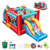 5-in-1 Ice Cream inflatable bounce house with slide and ball pit, featuring a basketball hoop and ring-toss game for.