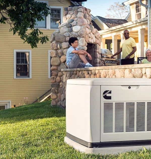 Cummins RS17AE 17kW Quiet Connect standby generator installed at home - lifestyle view