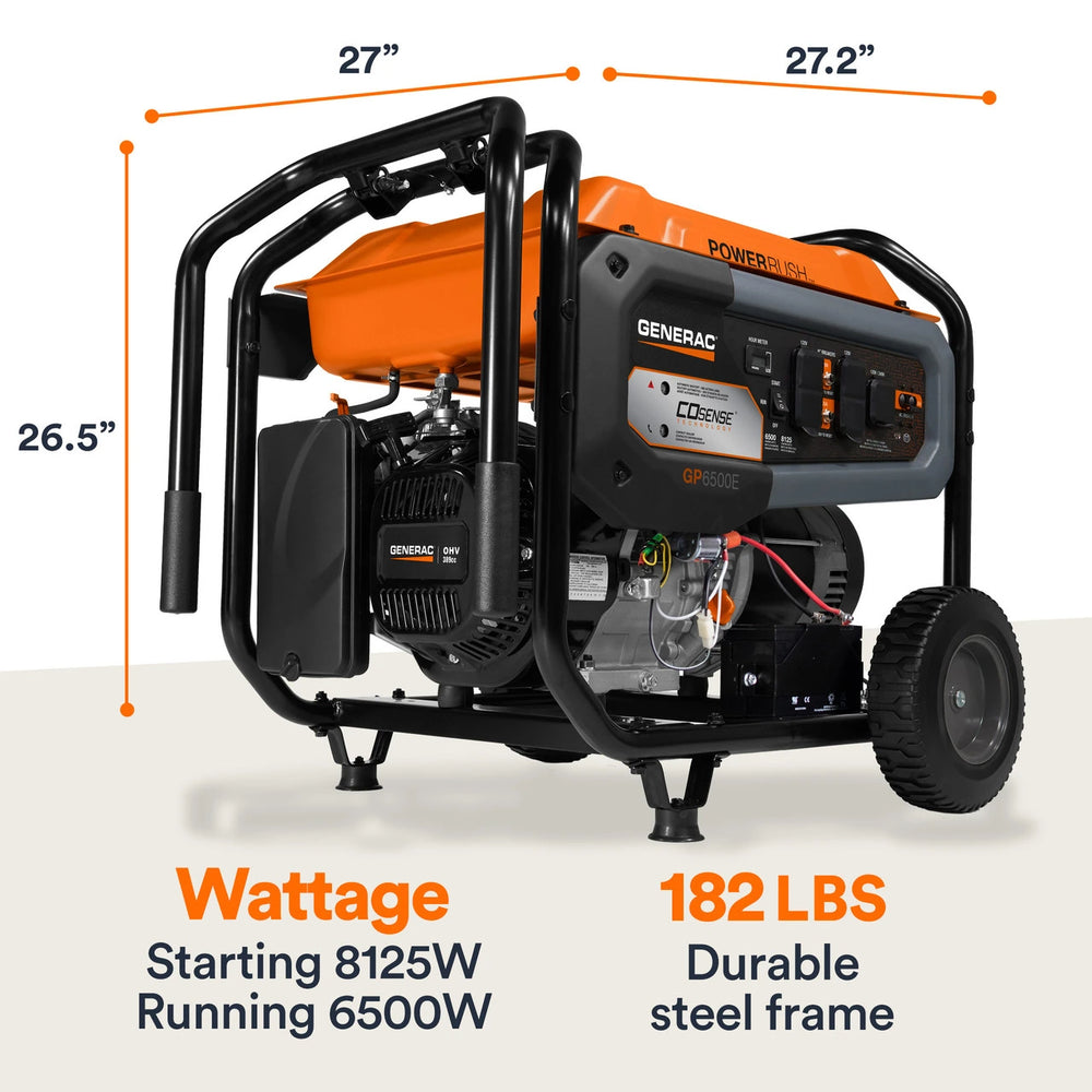 Generac GP6500E DF 6500W/8125W Generator Dual Fuel Gas Liquid Propane Electric Start Manufacturer RFB