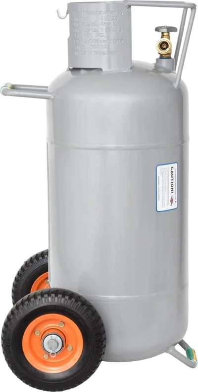 Flame King Propane Cylinder 40 lbs Horizontal Vertical with OPD and Wheels New