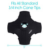 Vive Health Standing Cane Tip - Quad Rubber Replacement Foot Pad for Walking Canes New
