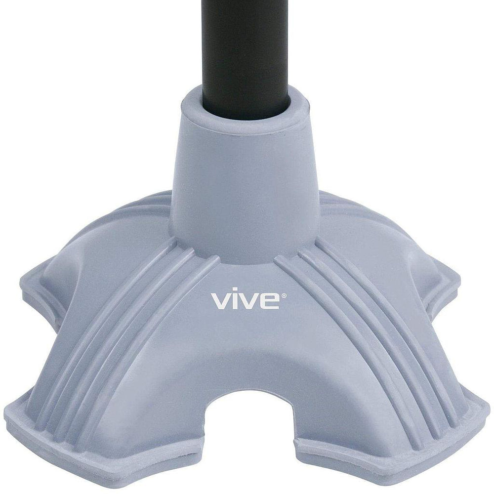 Vive Health Standing Cane Tip - Quad Rubber Replacement Foot Pad for Walking Canes New