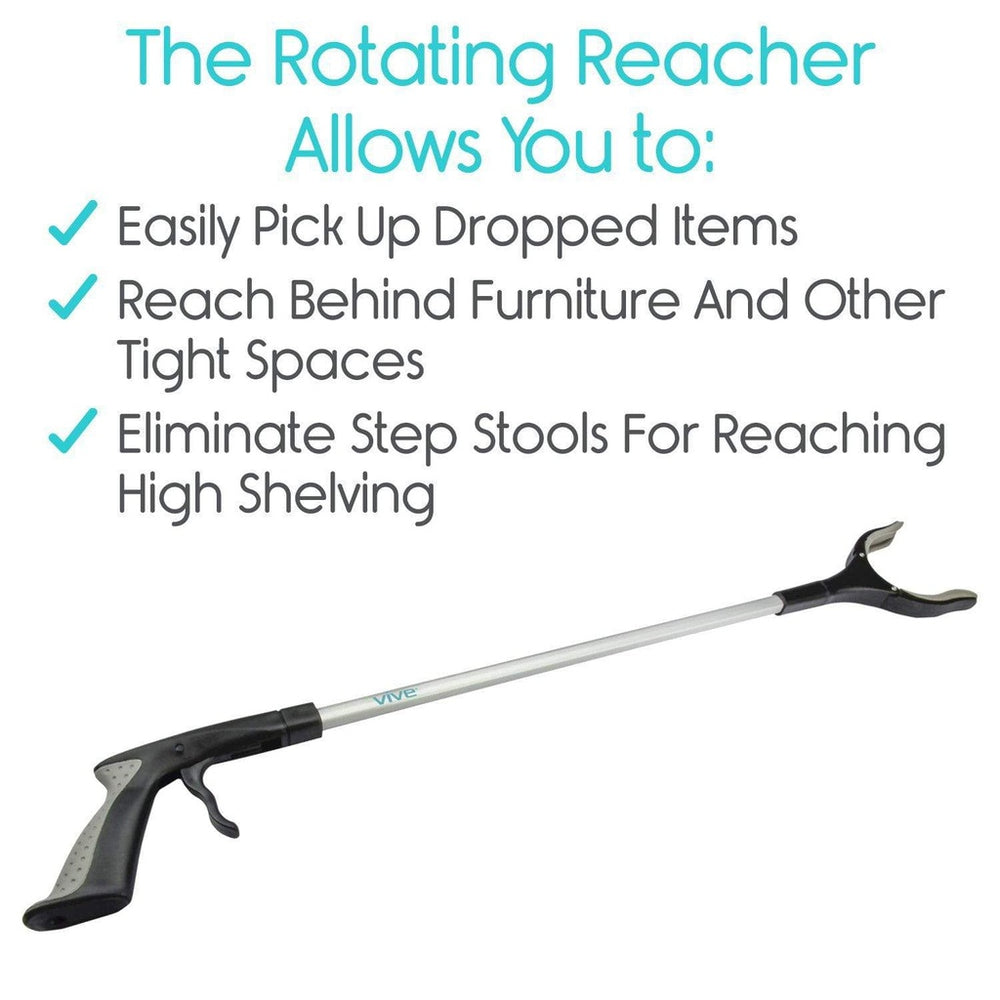 Vive Health Reacher Grabber 32" Extra Long Mobility Aid w/ Rotating Hand, Heavy Duty Grip Arm New