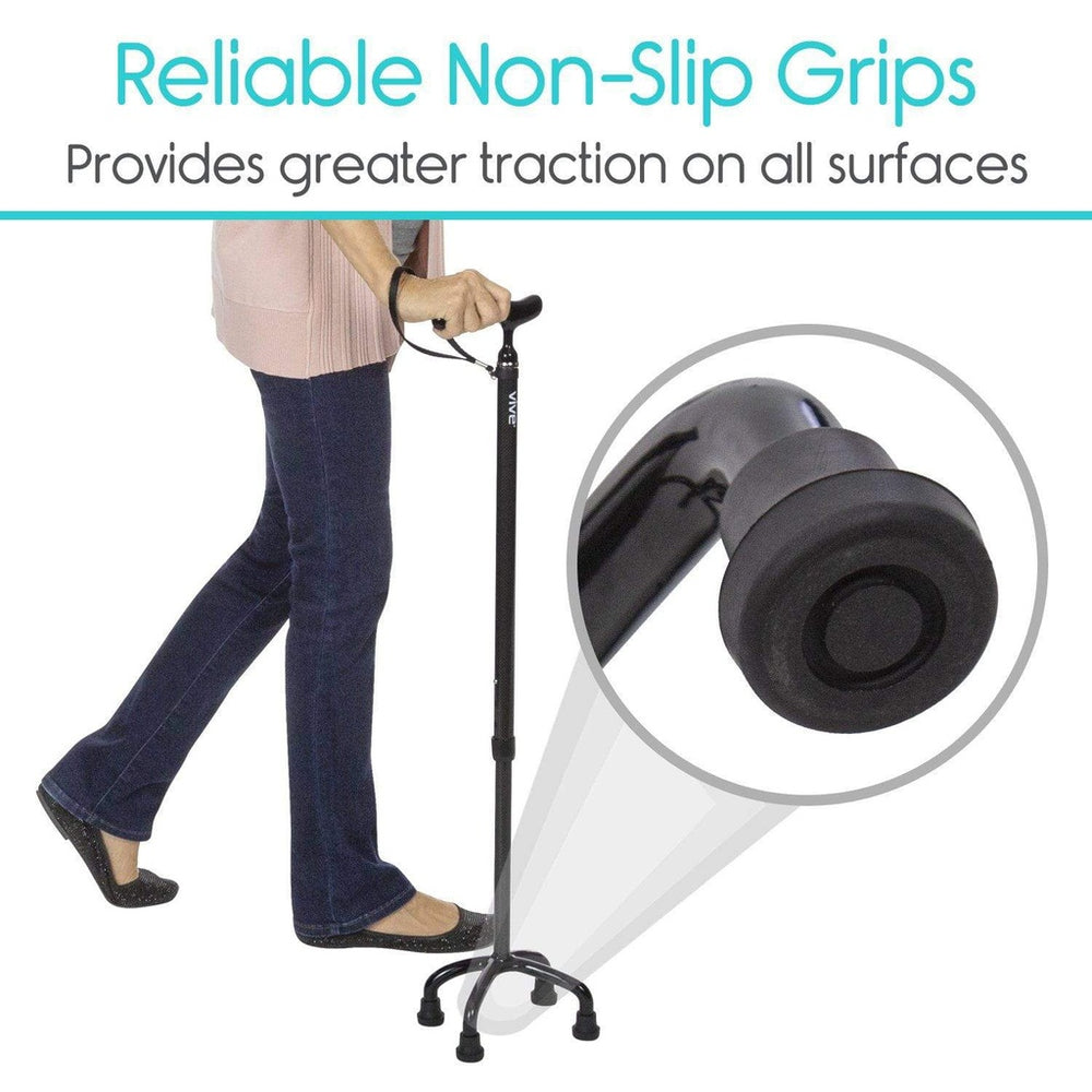 Vive Health Carbon Fiber Quad Cane Lightweight Adjustable Staff New