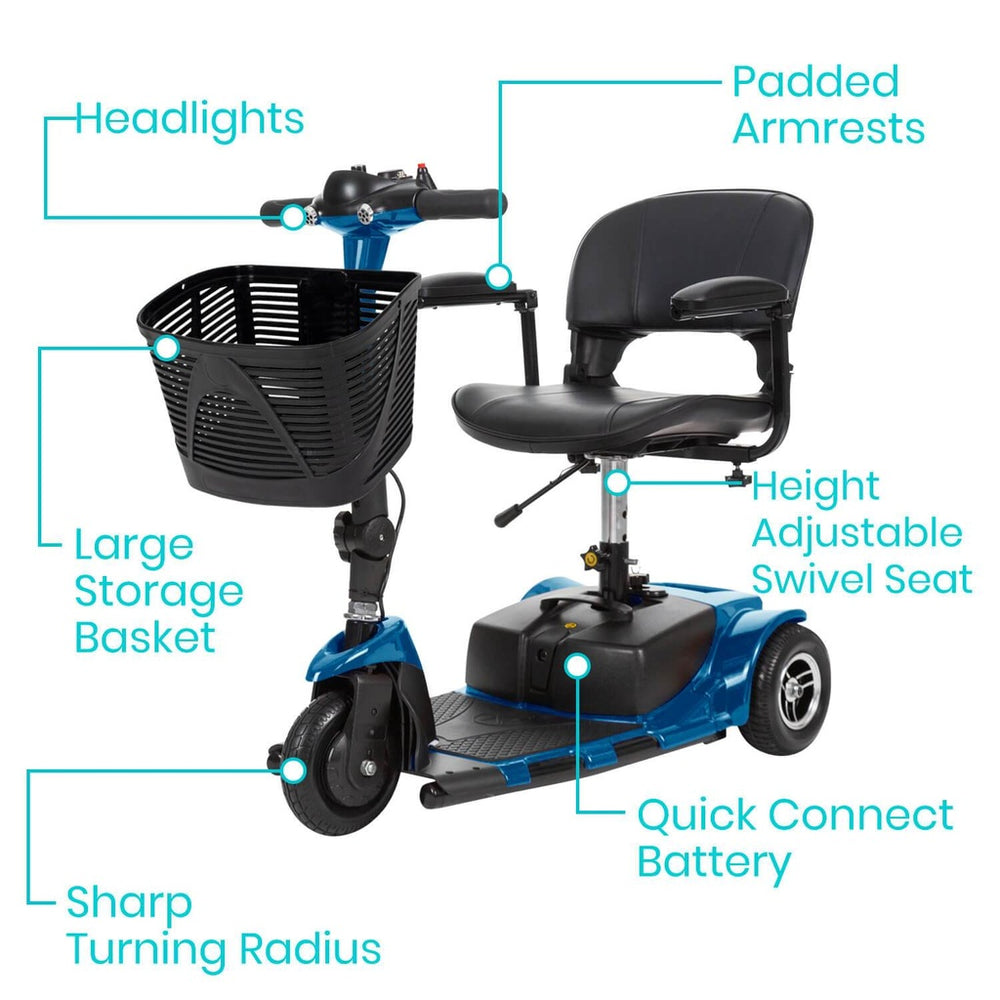 Vive Health MOB1025 Mobility Scooter 3 Wheel 265 lbs. Capacity 24V 3.7 MPH 12.4 Miles New