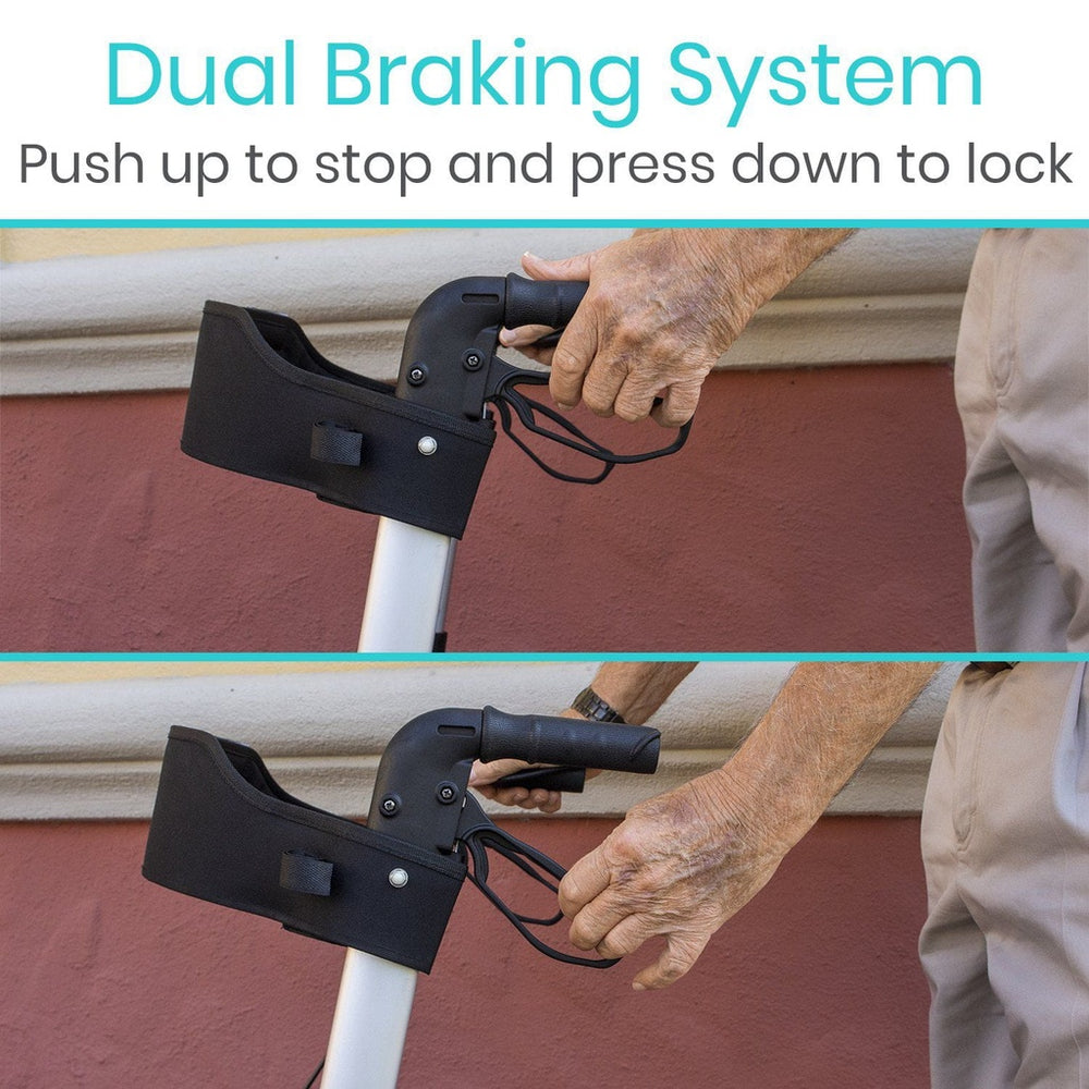 Vive Health MOB1010 SunStride Rollator Walker Upright 300 lbs. Capacity Foldable Lightweight New