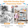 Kids toy and book organizer with 5 compartments and 2 cloth drawers, designed for easy access and safe storage.