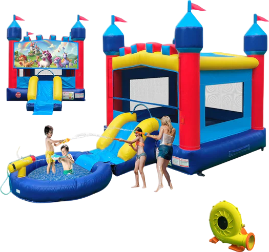 Joymor Inflatable Bounce House with Pool and Water Slide Commercial-Grade New