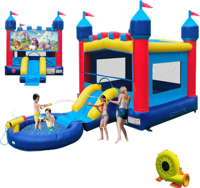 Joymor Inflatable Bounce House with Pool and Water Slide Commercial-Grade New
