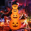 8 feet inflatable Halloween pumpkin stack with LED lights, perfect for yard decoration and nighttime ambiance.