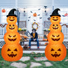 8-foot inflatable Halloween pumpkin stack with LED lights, perfect for yard decoration and nighttime ambiance.
