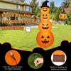 8-foot inflatable Halloween pumpkin stack with LED lights, featuring built-in stability sandbag and ropes for outdoor.