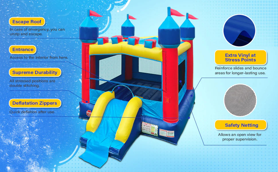 Joymor Inflatable Bounce House with Pool and Water Slide Commercial-Grade New