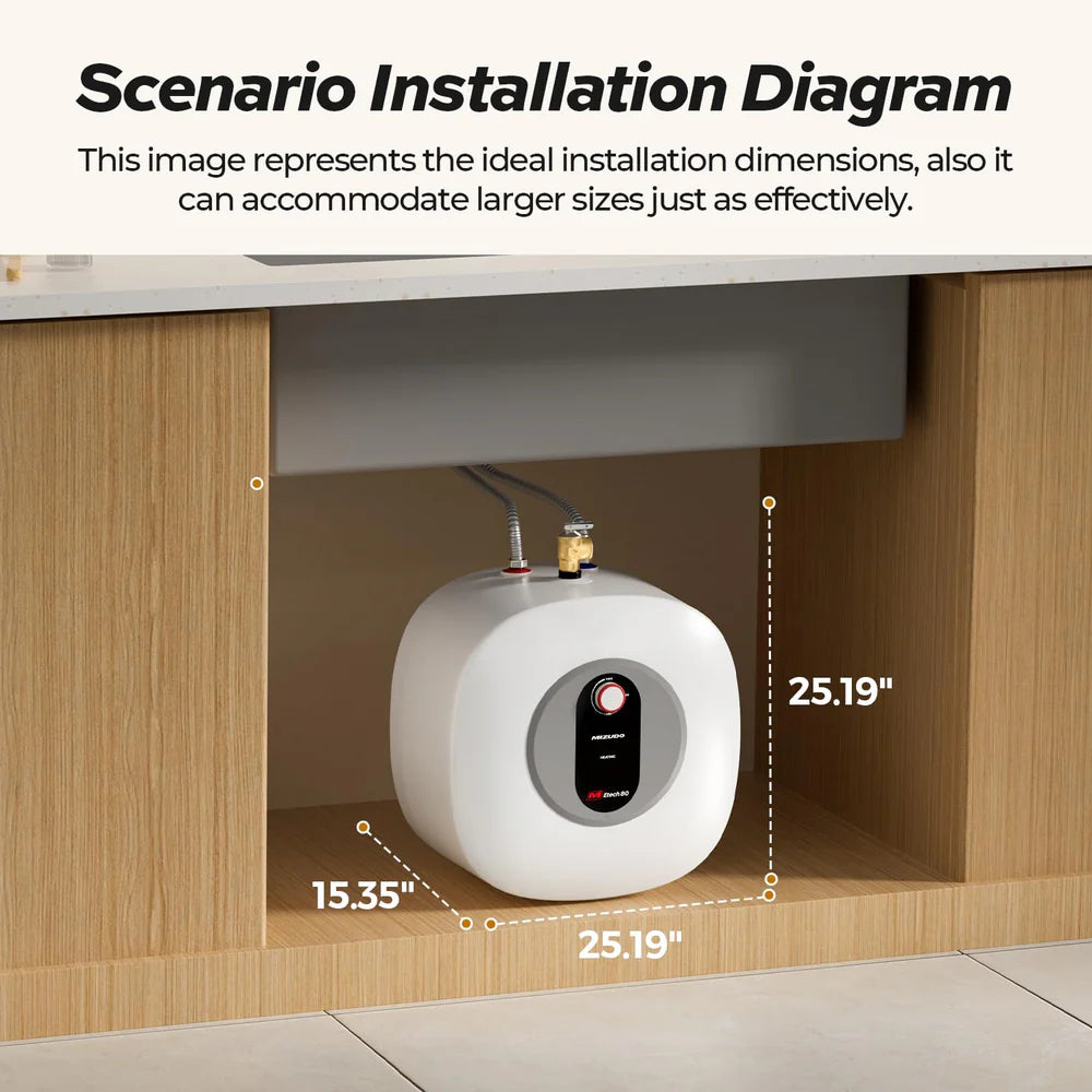 Mizudo Mini-Tank Water Heater 8 Gal. Point of Use for Instant Hot Water 1440W 120V New