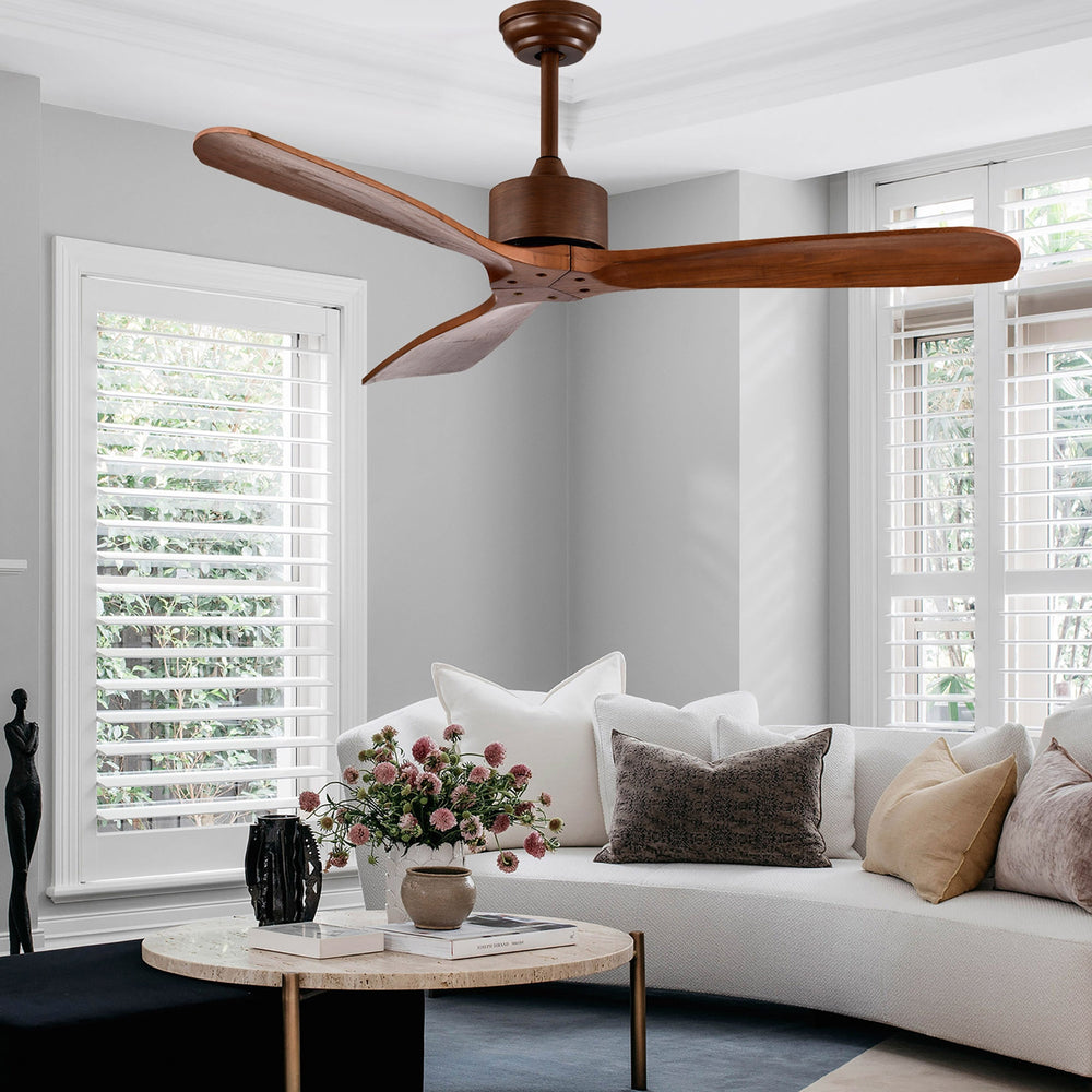 52 Inch Modern Ceiling Fan Indoor Outdoor Brushed Nickel Finish with Remote - Gallery View 1 of 9