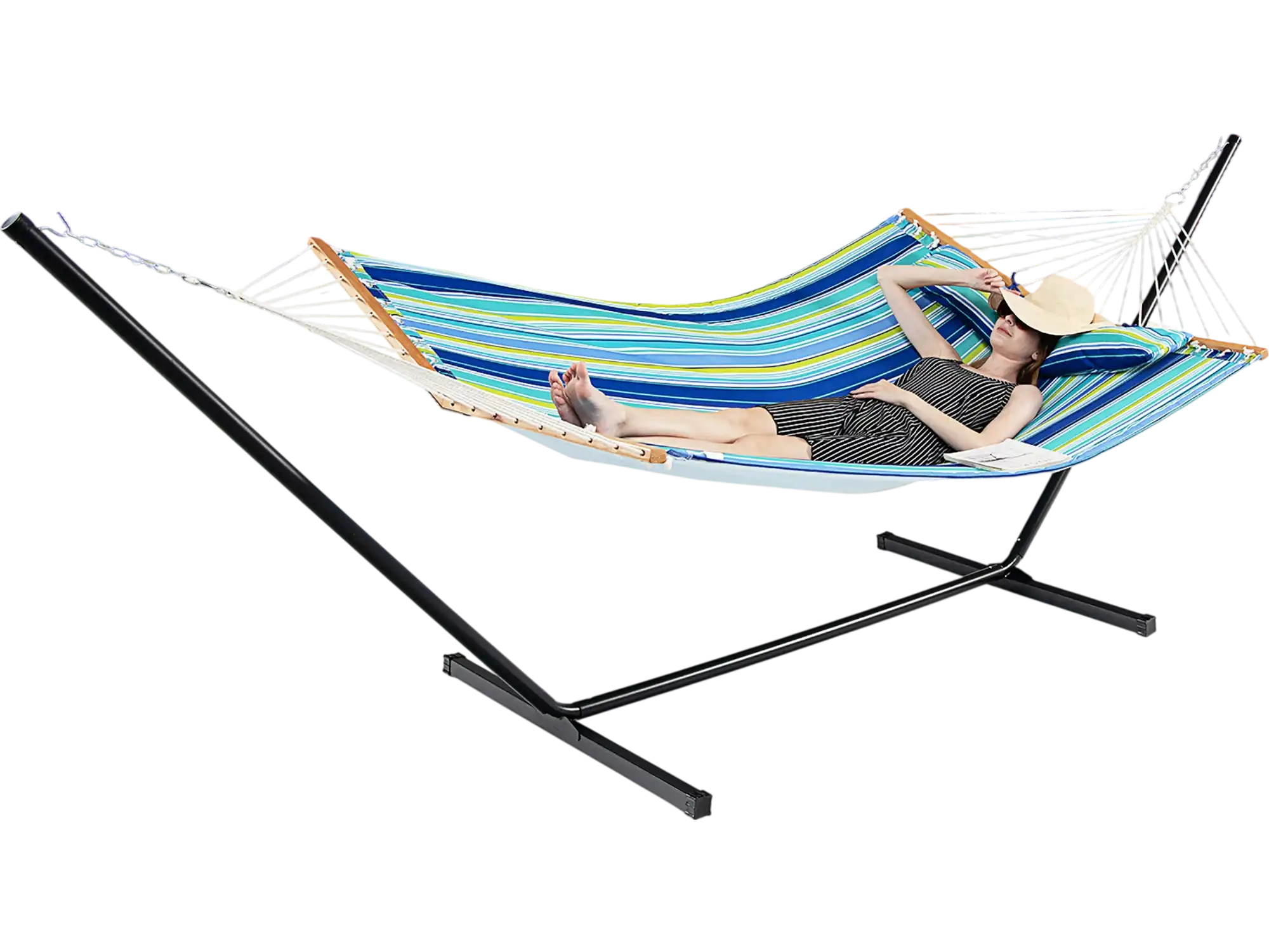 Costway Foldable Portable Patio Hammock Swing Chair Bed w/ Detachable Pillow 45862730 New